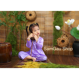 Bà ba tím cho bé Gái, bộ Bà ba màu tím mộng mơ cho bé gái từ 7-30kg SamGo Shop