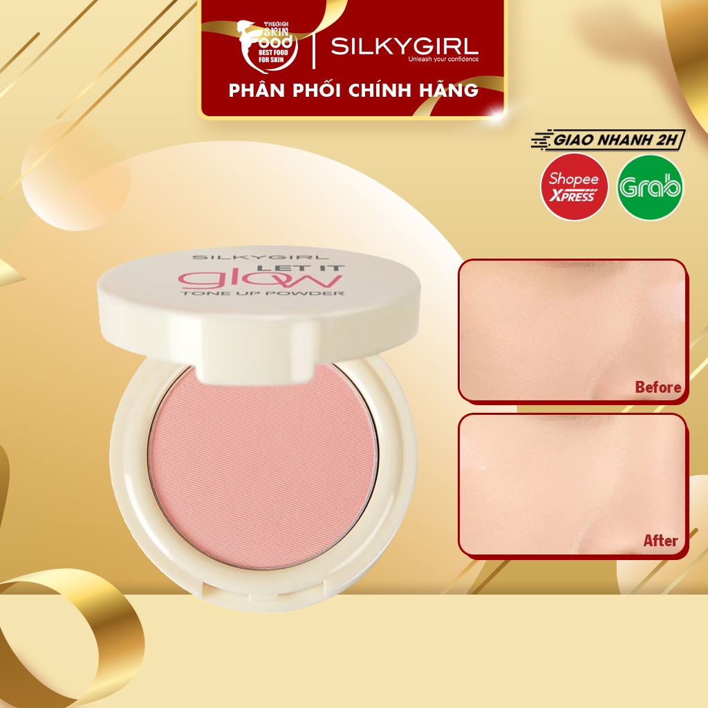 Phấn Phủ Dạng Nén, Nâng Tông Silkygirl Let It Glow Tone Up Powder 7g