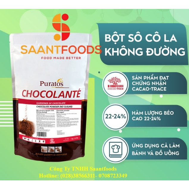 Bột Socola nguyên chất không đường Puratos 1 kg