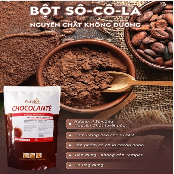 Bột Socola nguyên chất không đường Puratos 1 kg
