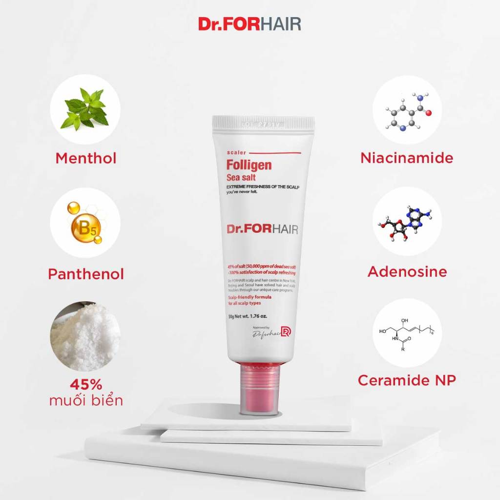 [NEKO LAND x Dr.FORHAIR] Muối tẩy tế bào chết da đầu, giảm gàu, giảm rụng, mọc tóc Dr.FORHAIR Sea Salt Scaler 50g