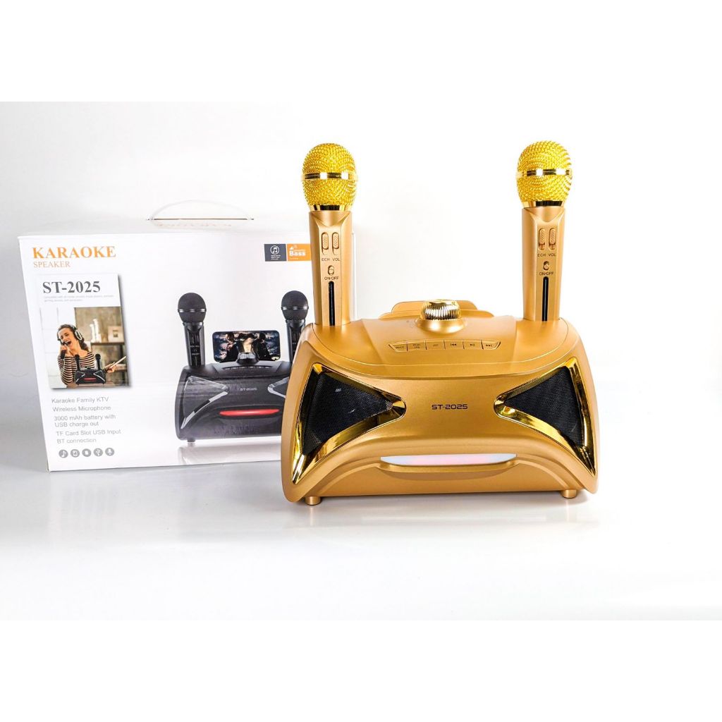 LOA BLUETOOTH KARAOKE ST-2025 - KÈM 2 MIC KHÔNG DÂY