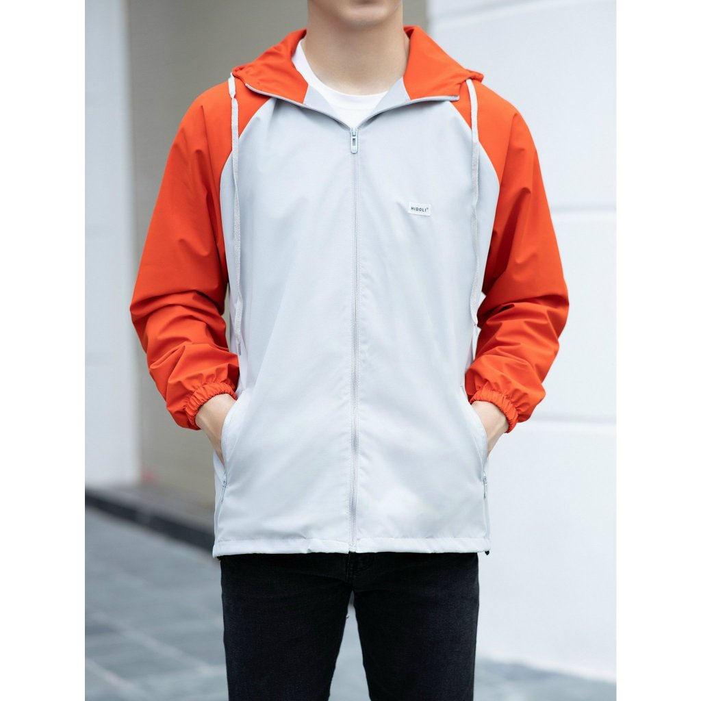 Áo Khoác Đôi Nam Nữ Phối Tay Raglan Unim Store Mũ Liền Áo Có Dây Rút Vải Gió Cao Cấp