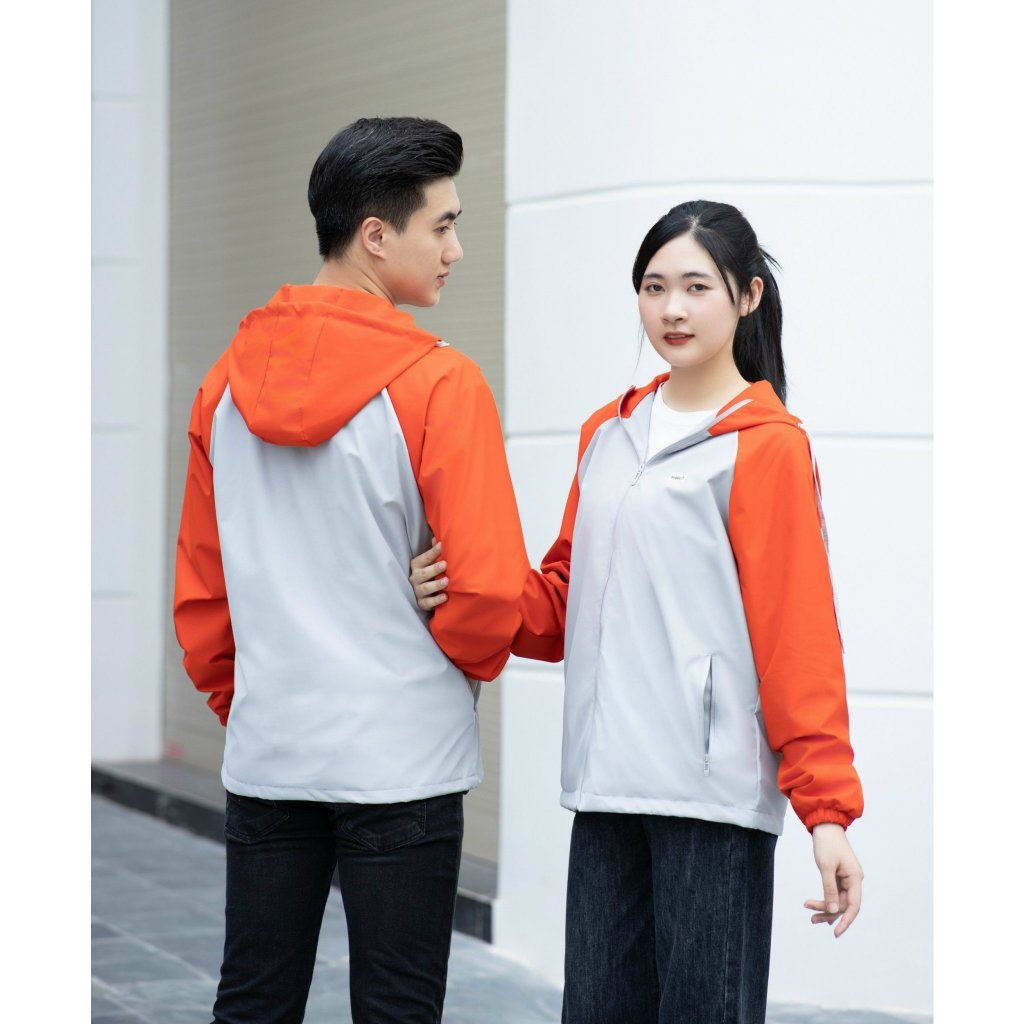 Áo Khoác Đôi Nam Nữ Phối Tay Raglan Unim Store Mũ Liền Áo Có Dây Rút Vải Gió Cao Cấp