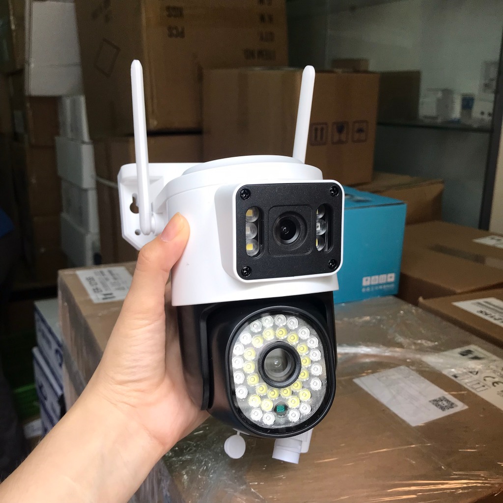 Camera IP Yoosee 2 Mắt Kép Xem 2 Màn Hình Cùng Lúc Q44D 6.0Mpx ,Xoay 360 Độ, Xem Đêm Có Màu