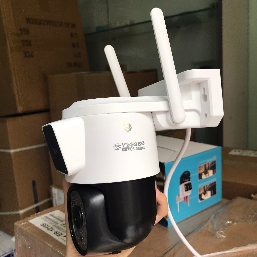 Camera IP Yoosee 2 Mắt Kép Xem 2 Màn Hình Cùng Lúc Q44D 6.0Mpx ,Xoay 360 Độ, Xem Đêm Có Màu