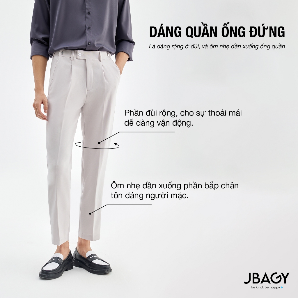 Quần âu nam JBAGY - Smart Pants điều chỉnh cạp linh động, vải Vitex co giãn cao cấp chống nhăn - JA0303