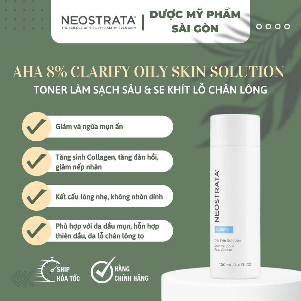 Toner làm sạch sâu và se khít lỗ chân lông NeoStrata Clarify Oily Skin Solution AHA 8%