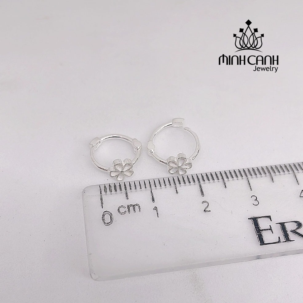 Bông Tai Bạc Hoa Nhỏ Khóa Bấm Tròn - Minh Canh Jewelry