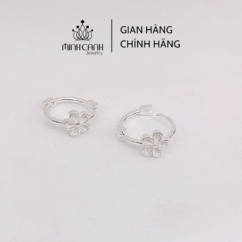 Bông Tai Bạc Hoa Nhỏ Khóa Bấm Tròn - Minh Canh Jewelry