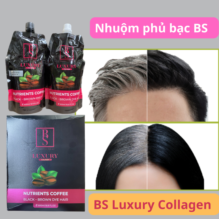 Nhuộm đen không dính da đầu hương cafe Luxury Phủ bạc đen tóc Nhuộm đen tại nhà Gội Đen Gội Nâu  Newkafen chai 500ml