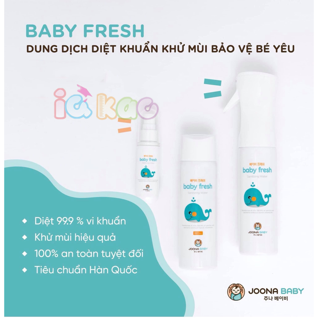 Xịt diệt khuẩn, khử mùi cho đồ chơi, bình sữa, núm ti giả, phụ kiện Baby Fresh an toàn cho bé IQ Kao