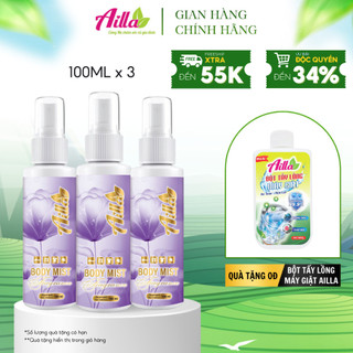 Combo 3 Chai Body Mist Ailla 100ML Xịt Toàn Thân,An Toàn Với Làn Da, Lưu Hương Lâu Đến 12h, Mùi Hương Quyến Rũ, Cá Tính