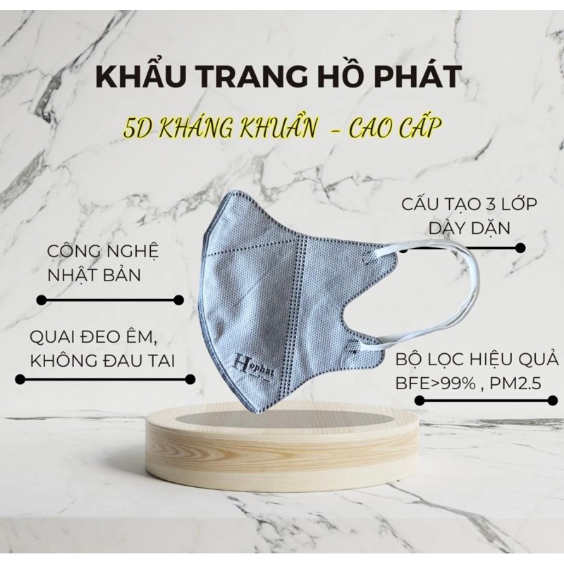 Khẩu Trang 5D Hồ Phát - Cao Cấp