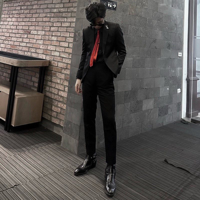 Quần Tây Wanes Twill Slim Fit Trousers In Black