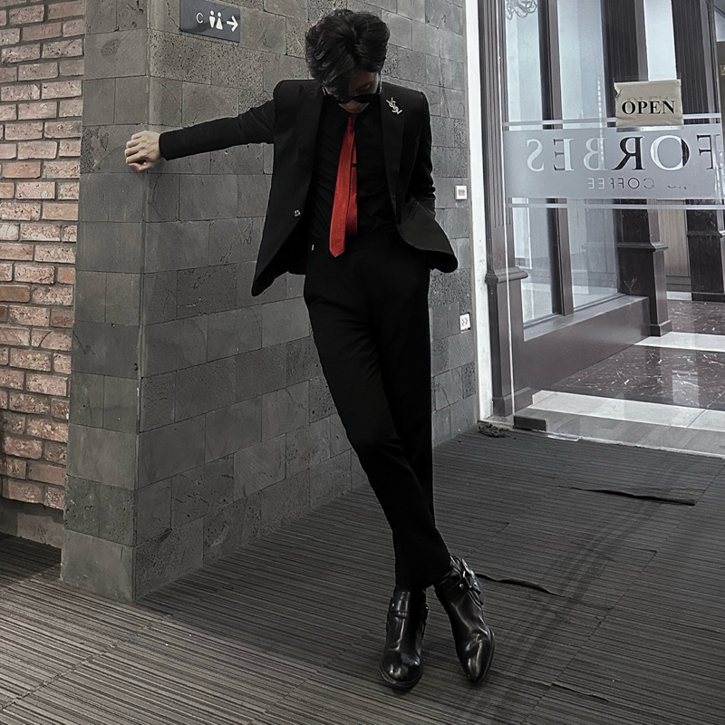 Quần Tây Wanes Twill Slim Fit Trousers In Black