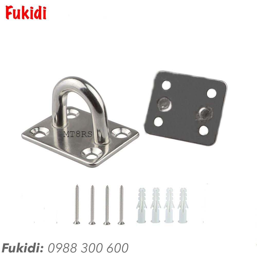 Móc treo đa năng inox 316 đế chữ nhật KT 35x40 dày 2.5mm, móc M6 - MT6RS