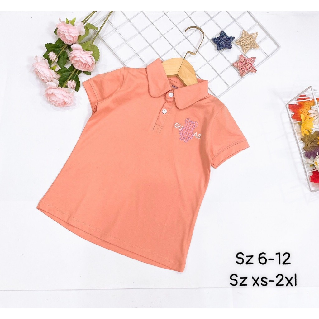 Áo Polo Cổ Sen Cotton Cộc Tay Bé Gái Mã ACT23200