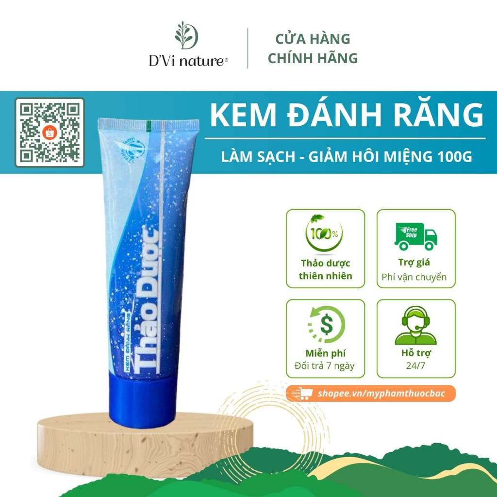 Kem đánh răng thảo dược D'Vi nature làm sạch vôi răng, mảng bám, ngăn ngừa sâu răng, giảm hôi miệng, răng ê buốt