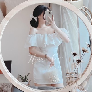 đầm trễ vai viền bèo xinh xắn B01