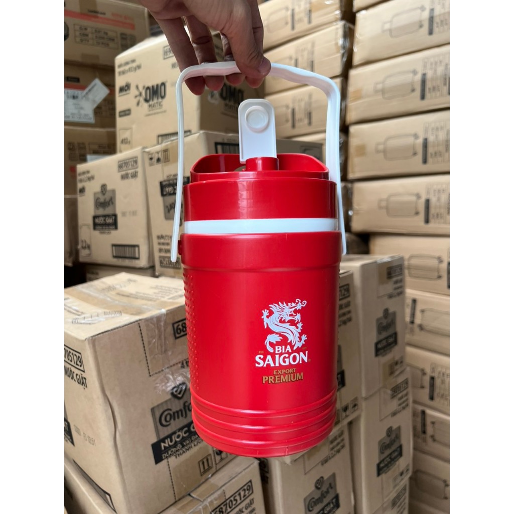 Bình nước giữ nhiệt có vòi và vai xách 1.5L - Quà tặng Bia Sài Gòn
