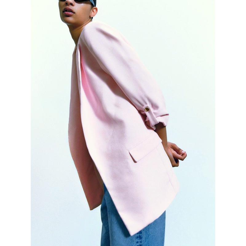 Áo khoác vest & blazer tay lỡ hồng pastel