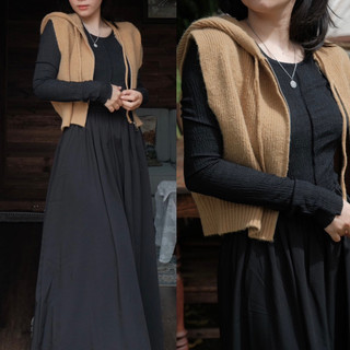 Bittersweet - Khoác len mỏng dáng croptop có mũ Cozy Chic Outer