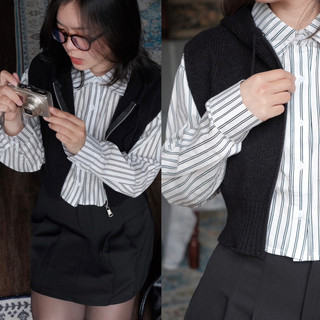 Bittersweet - Khoác len mỏng dáng croptop có mũ Cozy Chic Outer