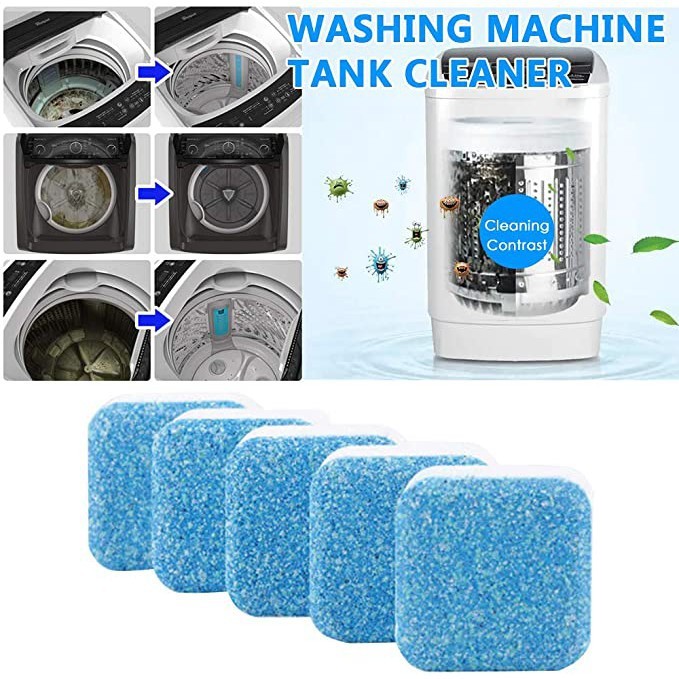 Viên Tẩy Vệ Sinh Lồng Máy Giặt - Diệt Khuẩn - Tẩy Cặn Bẩn Máy Giặt WAHSING POWDER Hộp 12 Viên Nén