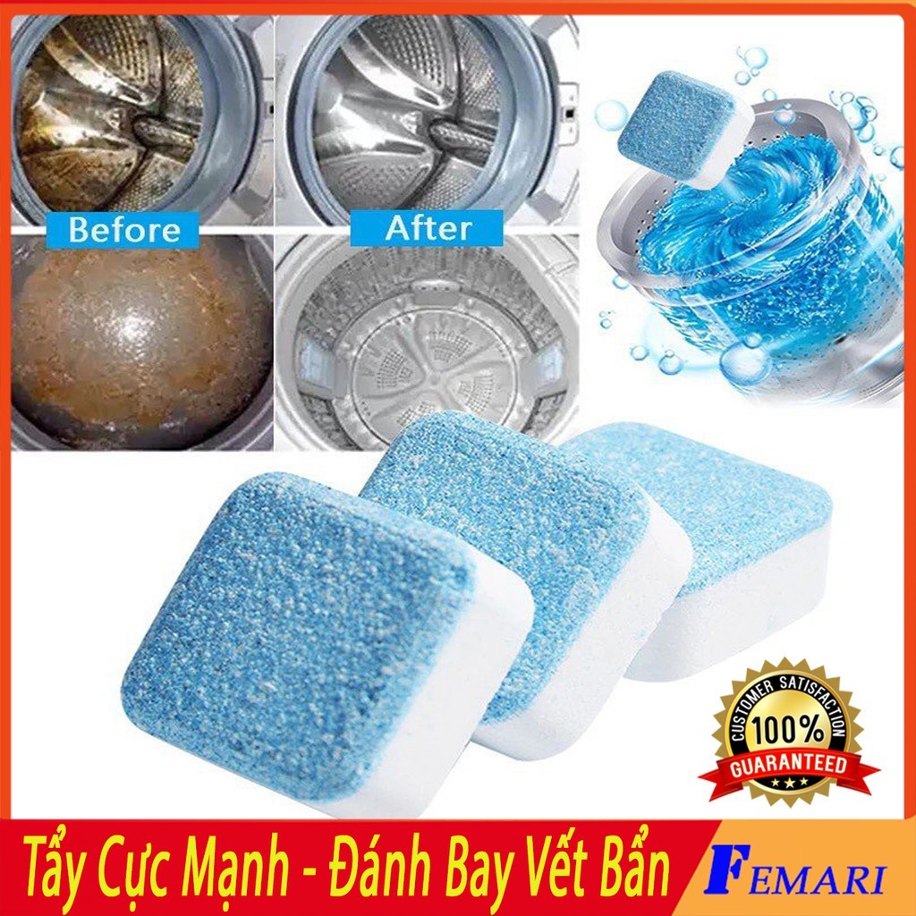 Viên Tẩy Vệ Sinh Lồng Máy Giặt - Diệt Khuẩn - Tẩy Cặn Bẩn Máy Giặt WAHSING POWDER Hộp 12 Viên Nén