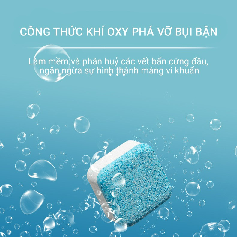 Viên Tẩy Vệ Sinh Lồng Máy Giặt - Diệt Khuẩn - Tẩy Cặn Bẩn Máy Giặt WAHSING POWDER Hộp 12 Viên Nén