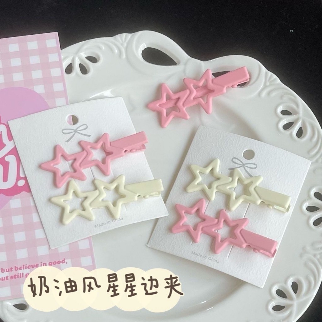 Kẹp Tóc Y2K Hình Ngôi Sao 2 Màu Ngọt Ngào Xinh Xắn Lyn.accessory Dành Cho Nữ