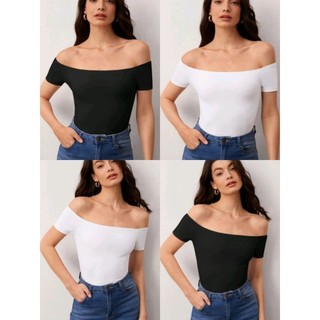 Áo croptop bẹt vai màu trơn kèm ảnh Thật phong cách gợi cảm dành cho nữ