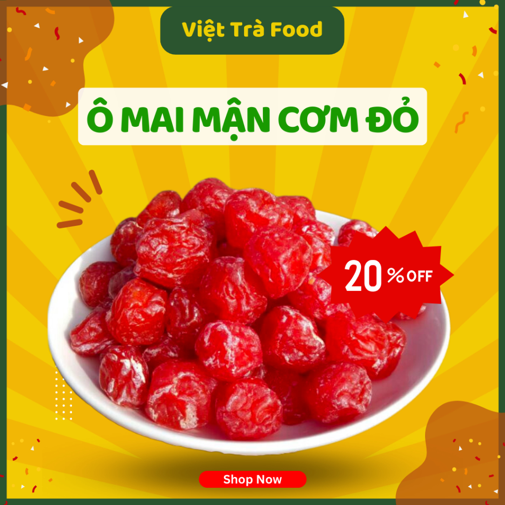 Ô mai mận, mận sấy dẻo, mứt mận, ô mai, đồ ăn vặt, 100gr, Việt Trà Food