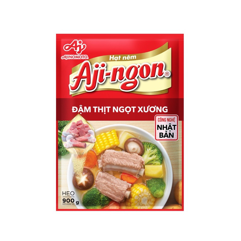 Hạt nêm Aji-Ngon Đậm Thịt Ngọt Xương Ajinomoto Túi 900g