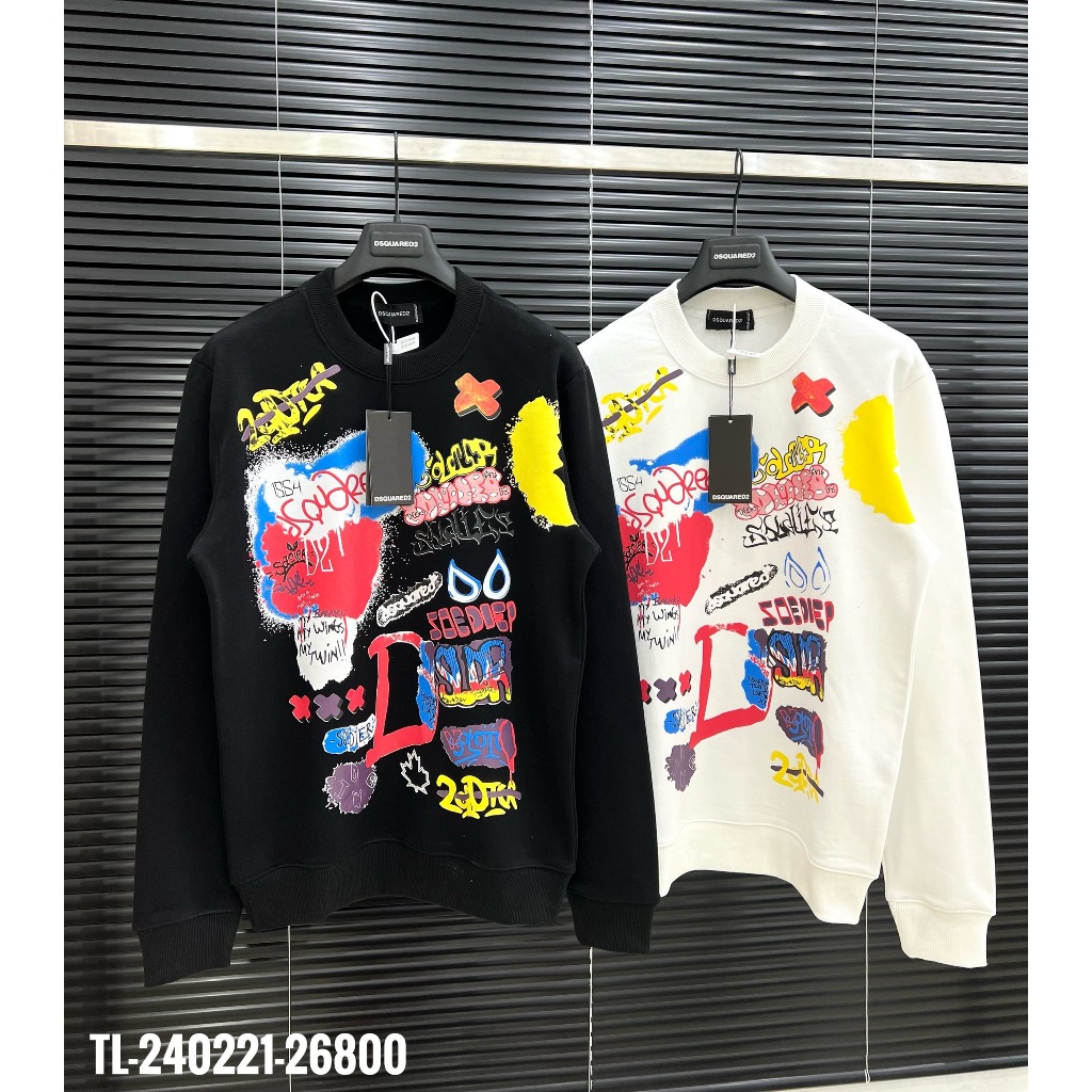 🔥Hot🔥Áo nỉ Dsquared2 họa tiết chữ thiết kế hot trend Nam nữ New 2023