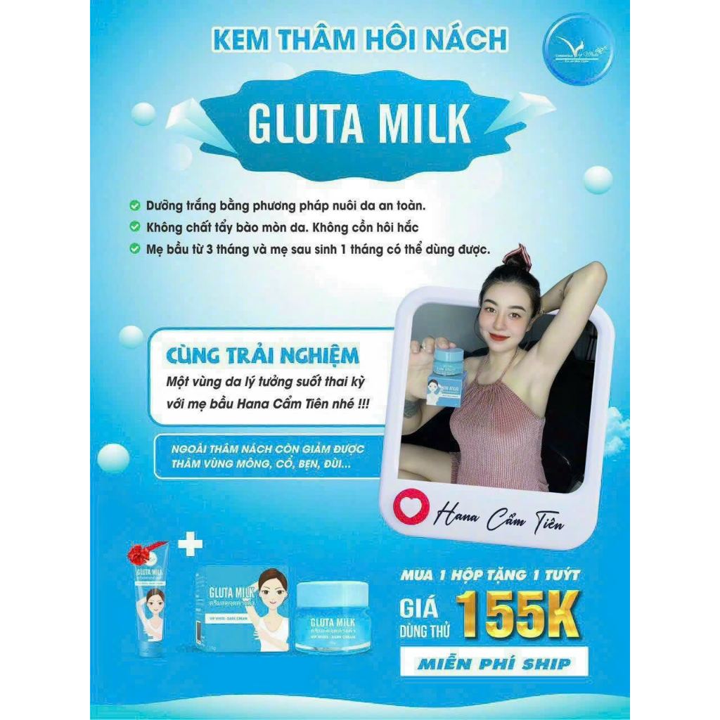 Kem thâm nách thái lan Gluta milk giảm thâm hiệu quả chính hãng