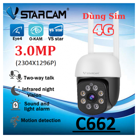 CAMERA STARCAM 3MP C662 - DÙNG SIM 4G CHÍNH HÃNG