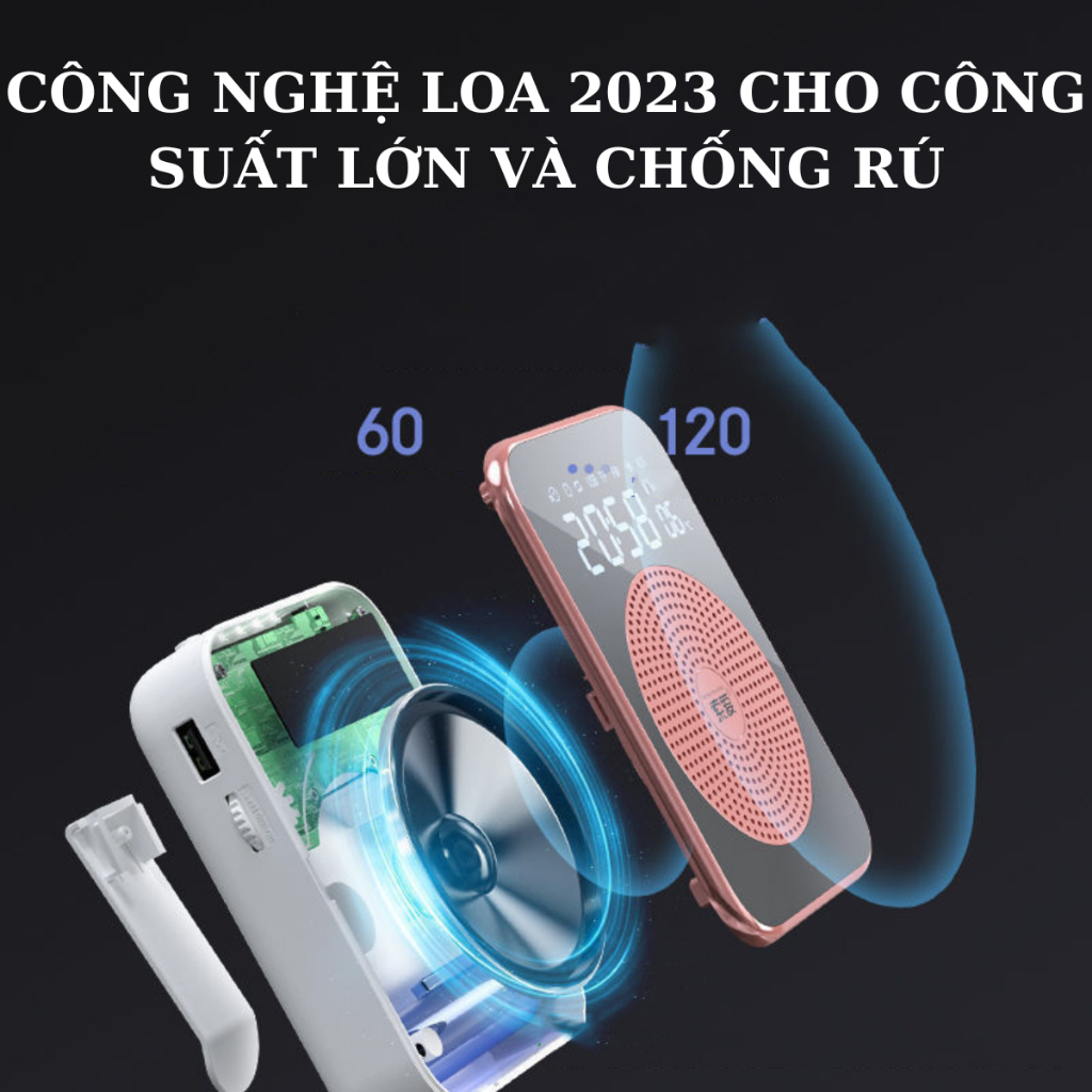 Máy Trợ Giảng Không Dây, Công Suất Loa Lớn 20W, Chính Hãng Cao Cấp Bảo Hành 6 Tháng