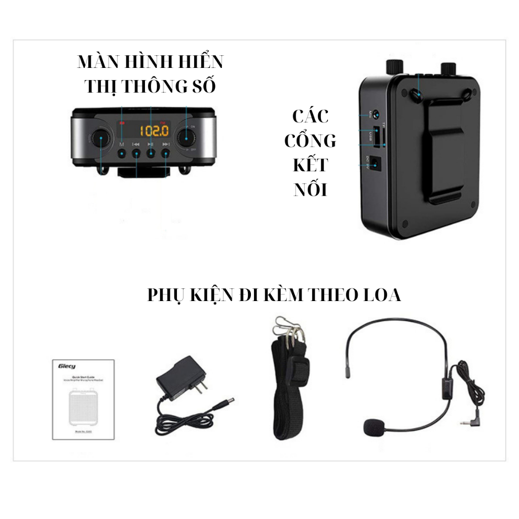 Máy Trợ Giảng, Công Suất Loa Lớn 30W, Nhiều Chế Độ, Chính Hãng Cao Cấp Bảo Hành 6 Tháng