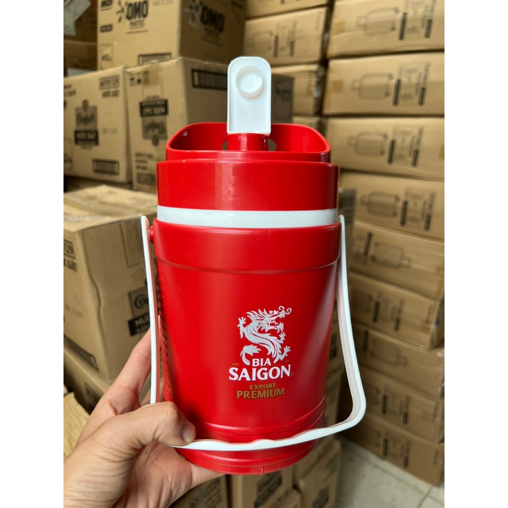 Bình nước giữ nhiệt có vòi và vai xách 1.5L - Quà tặng Bia Sài Gòn