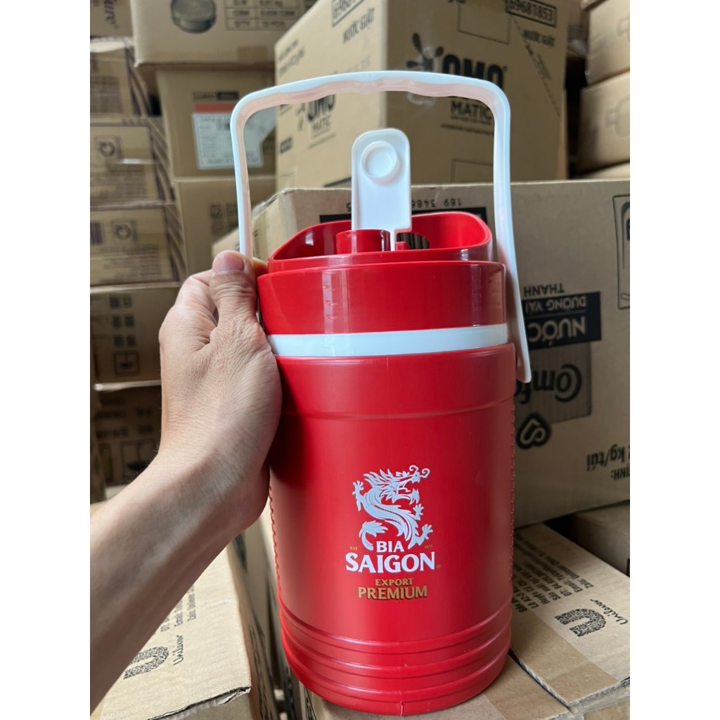 Bình nước giữ nhiệt có vòi và vai xách 1.5L - Quà tặng Bia Sài Gòn