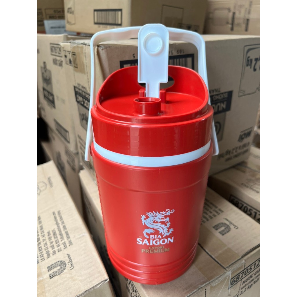 Bình nước giữ nhiệt có vòi và vai xách 1.5L - Quà tặng Bia Sài Gòn
