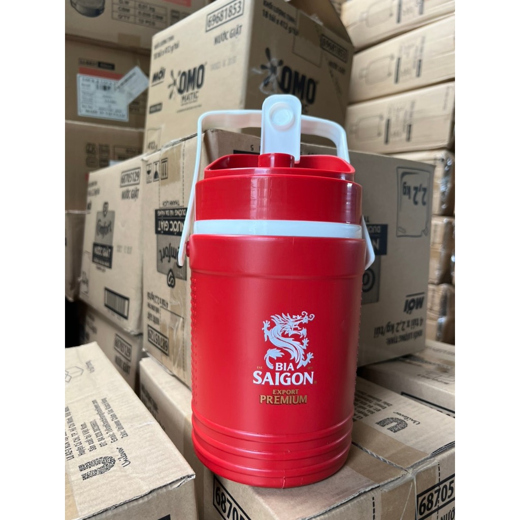 Bình nước giữ nhiệt có vòi và vai xách 1.5L - Quà tặng Bia Sài Gòn
