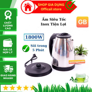 [GIÁ RẺ] ấm siêu tốc inox, công suất 1800w, dung tích 1.8 lít, sôi nhanh 5 phút