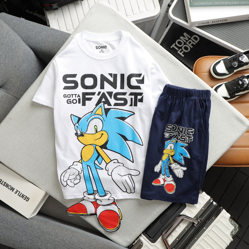 Bộ bé trai TOMSHOP, hoạ tiết Robot - Hoạ tiết hoạt hình 3D sắc nét