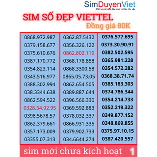 Sim Viettel giá rẻ - Trả Trước đồng giá 90K