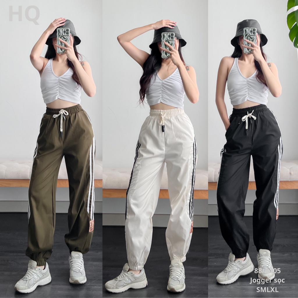 [OFF 30%]HQJeans Quần Jogger rộng lưng bo chun kèm dây điều chỉnh phong cách cá tính vải kaki mỏng nhẹ thoáng dễ mang HQ