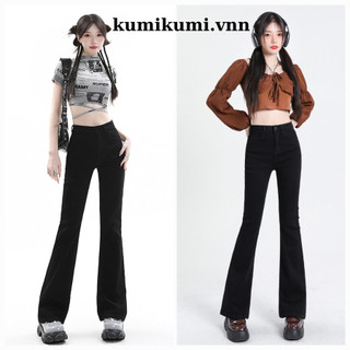 Quần jean nữ ống loe màu đen js02