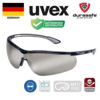 Kính UVEX 9193885 Sportstyle Safety Spectacle Black Frame Grey Silver Mirror Len(chống trầy xước hóa chất, đọng sương)